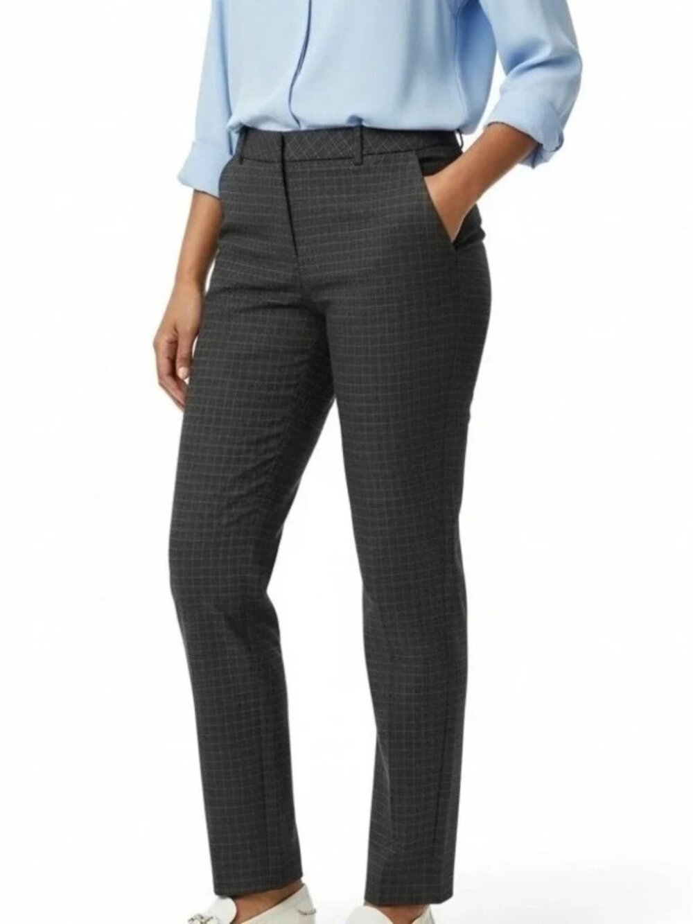 LIVERPOOL Gray Black Plaid Cropped Trousers - NWT
